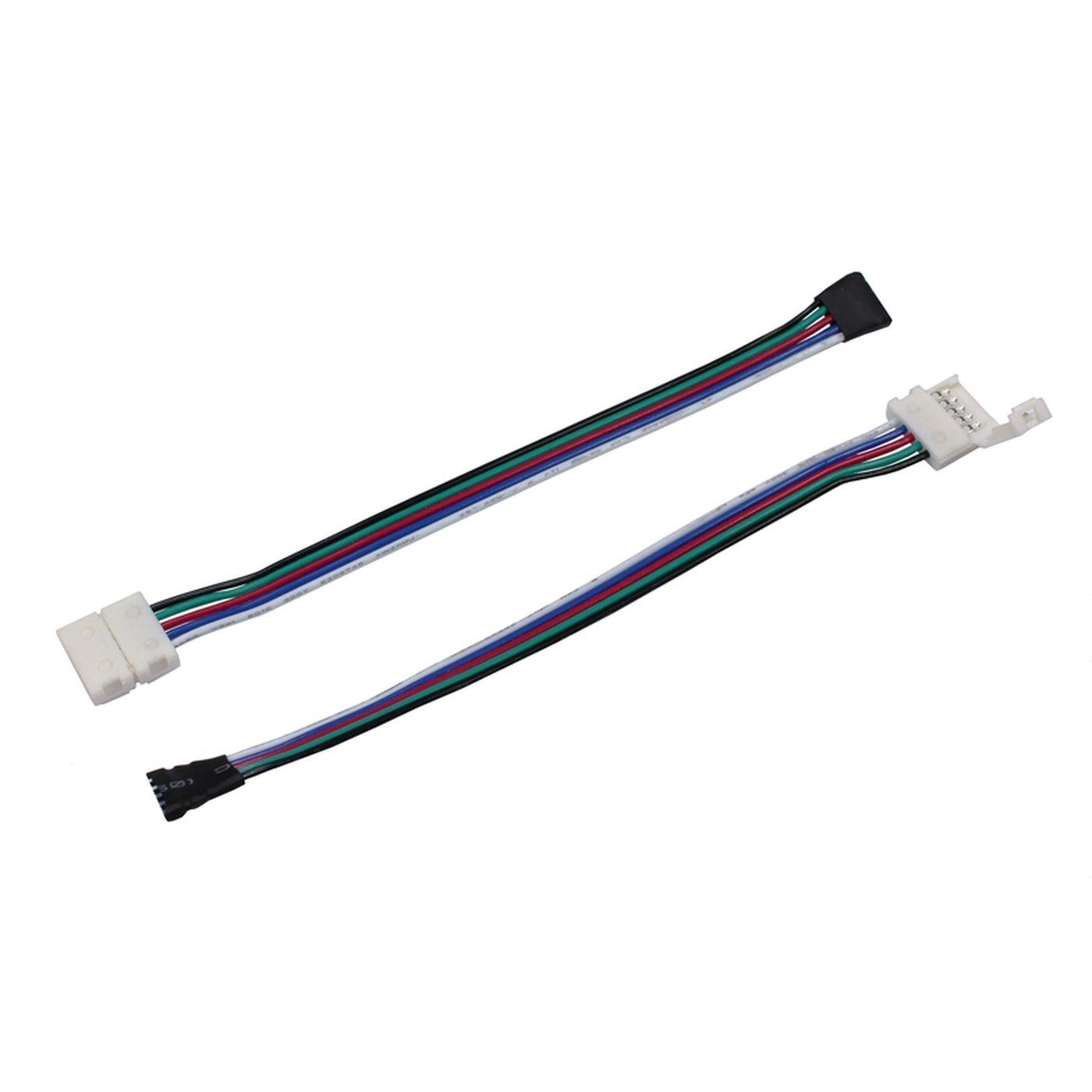 17cm RGBW LED Steckverbinder -> Clip Schnellverbinder 5 Pin Buchse -> Clip für 10mm RGBW LED Streifen 15x5mm