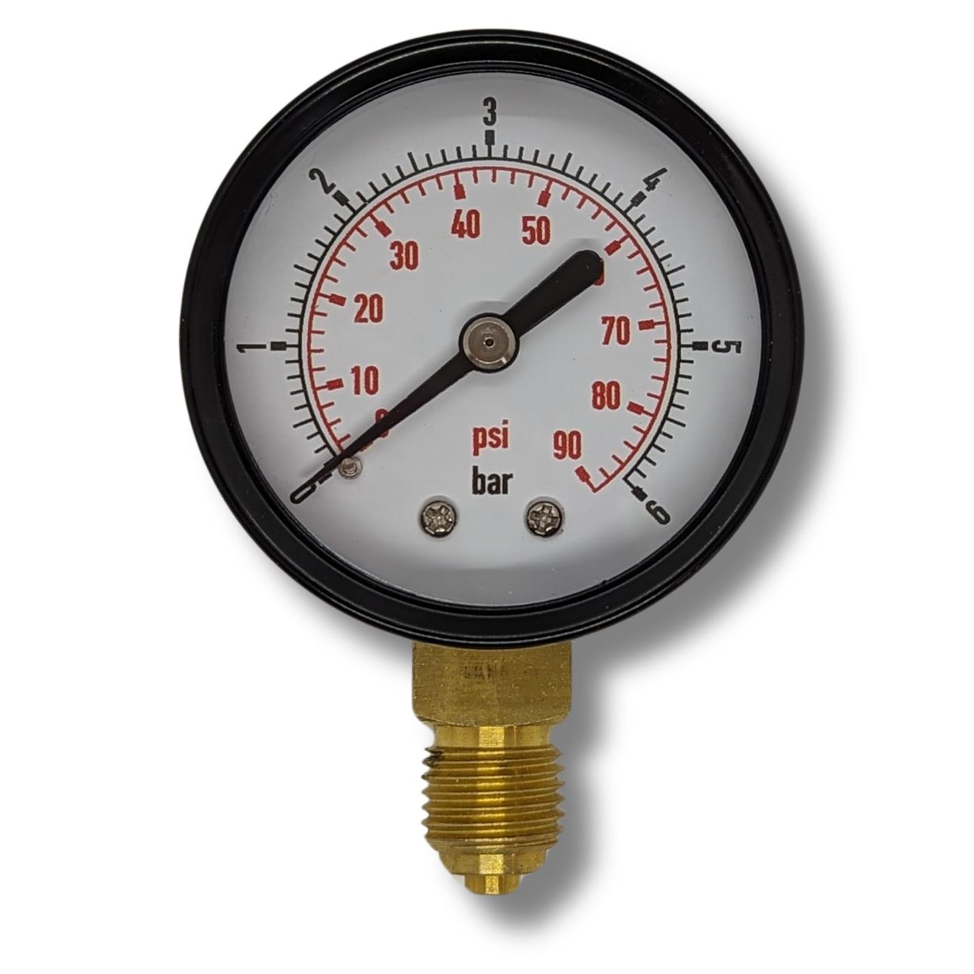 Manometer 0-6,0bar I 1/4 Zoll I Klasse 2,5 I Anschluss unten I Durchmesser 50mm I Druckmesser I für Druckluft und Wasser